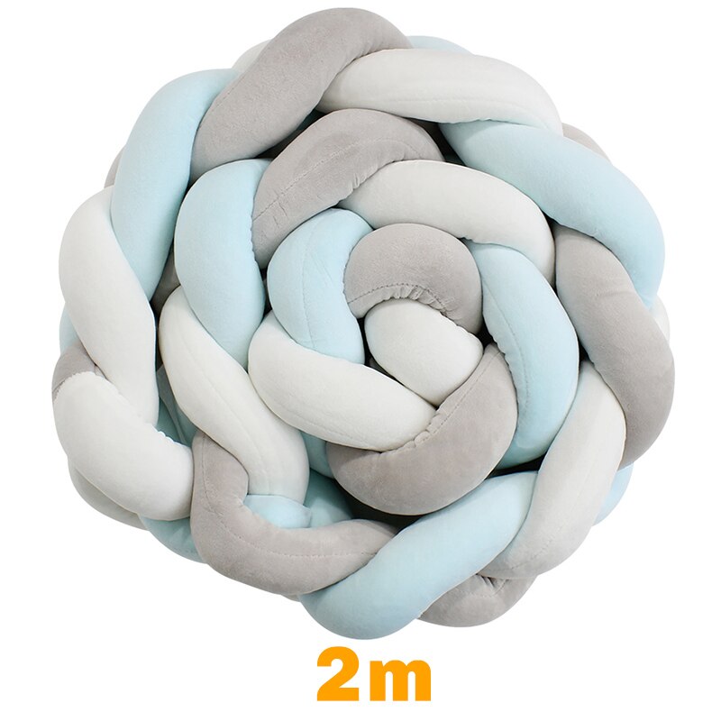 200 cm Lengte Baby Bed Bumper Pure Kleur Weven Pluche Babybedje Protector Voor Pasgeborenen Baby Kamer Decoratie