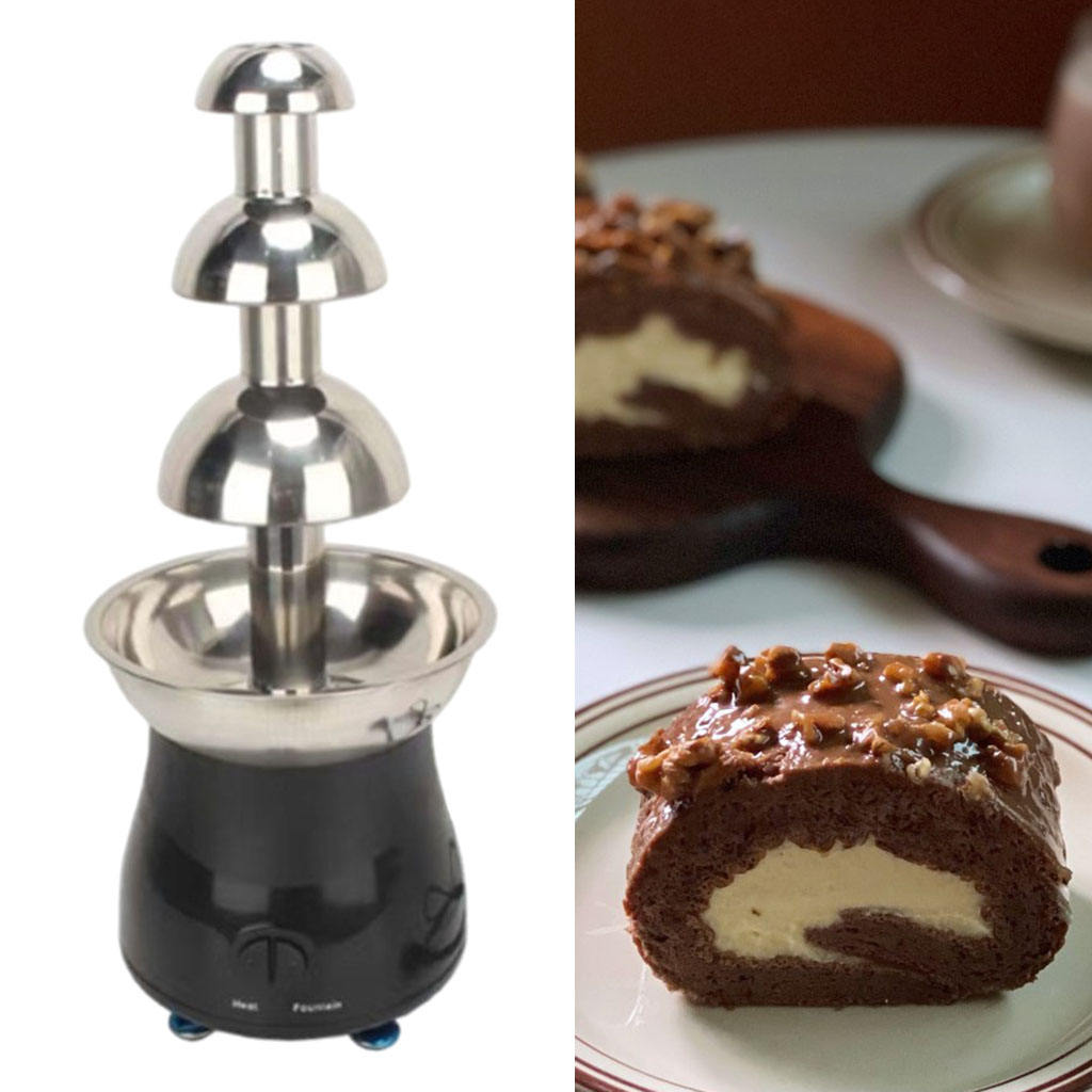 Stainless Steel 4-tier Chocolate Fondue Fountain Machine Height 55cm, for Wedding Party, Plug-UK 220 V