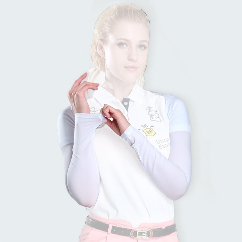 Zomer Cool Ice Zijden Sjaal Anti-Uv Vrouw Shawl Manchet Golf Fietsen Arm Mouwen Volleybal Sport Zon Overhemd: WHITE / S