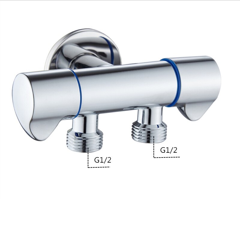 Angle Valve Black/Chrome Brass Dual Outlet Valve Body G1/2 Shower Toilet Sink Basin Water Heater Sprayer Bidet Single Cold Valve: Chrome1