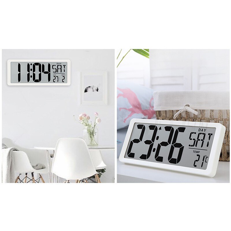 LED Digitale Wanduhr Große Anzahl Zeit Anzeige Alarm Uhr mit Datum Temperatur Tisch Schreibtisch Uhr Elektronische Uhren Wohnkultur