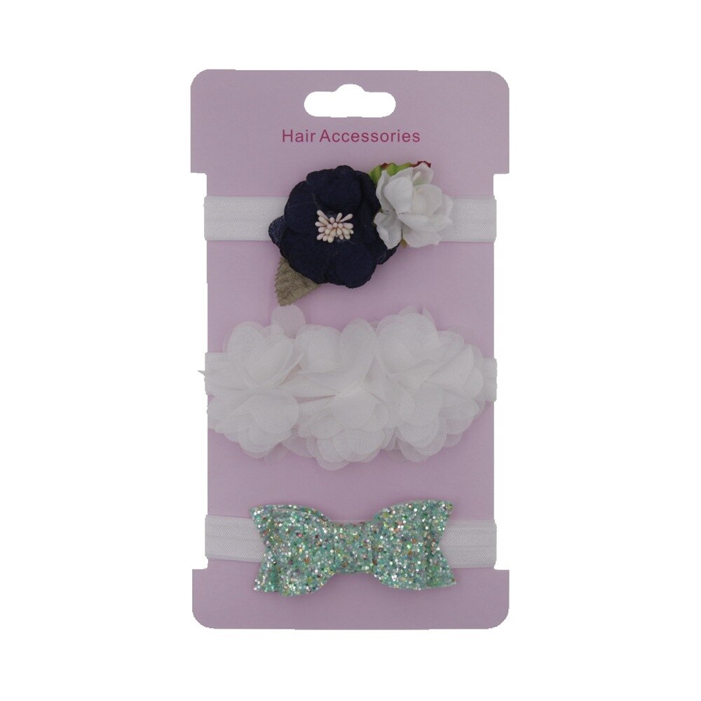 Baby pannband set elastisk paljett rosett hårband flickor bowknot casual söta huvudbonader baby barn håraccessoarer 3 st/lot: Vit