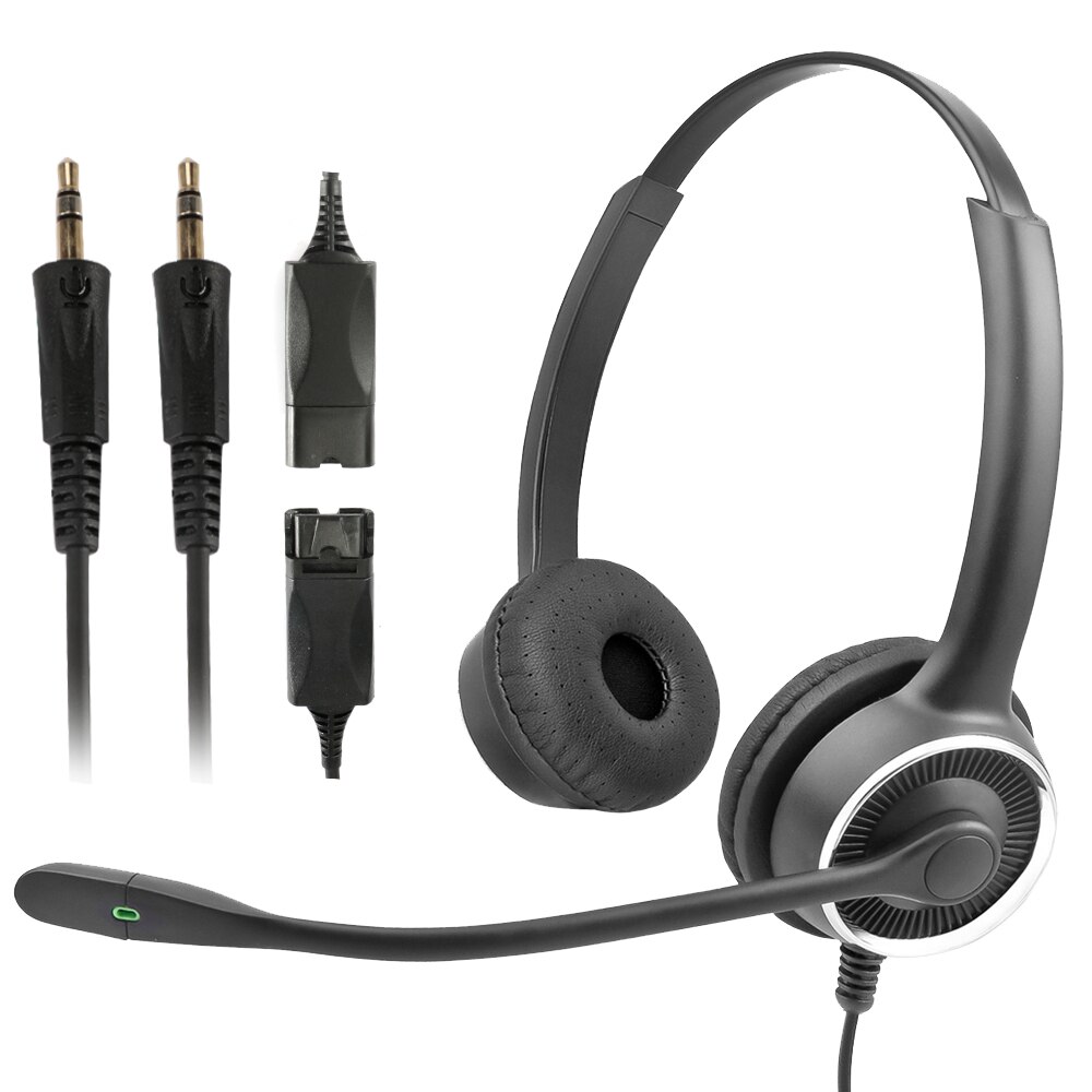 Call Center Telephone Operator Headset Earphone with Noise canceling Mic 8 Hours Customer Service Talking Soft Earmuff Headphone: Disconnectable 2 Aux