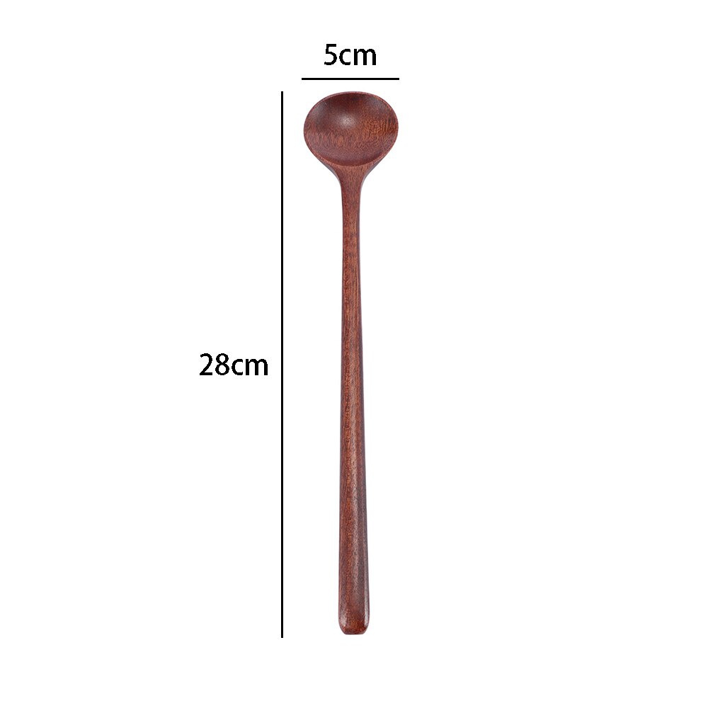1pc 28cm Long Handle Wooden Spoon Natural Wood Coffee Tea Spoons Lengthening Stirring Spoon