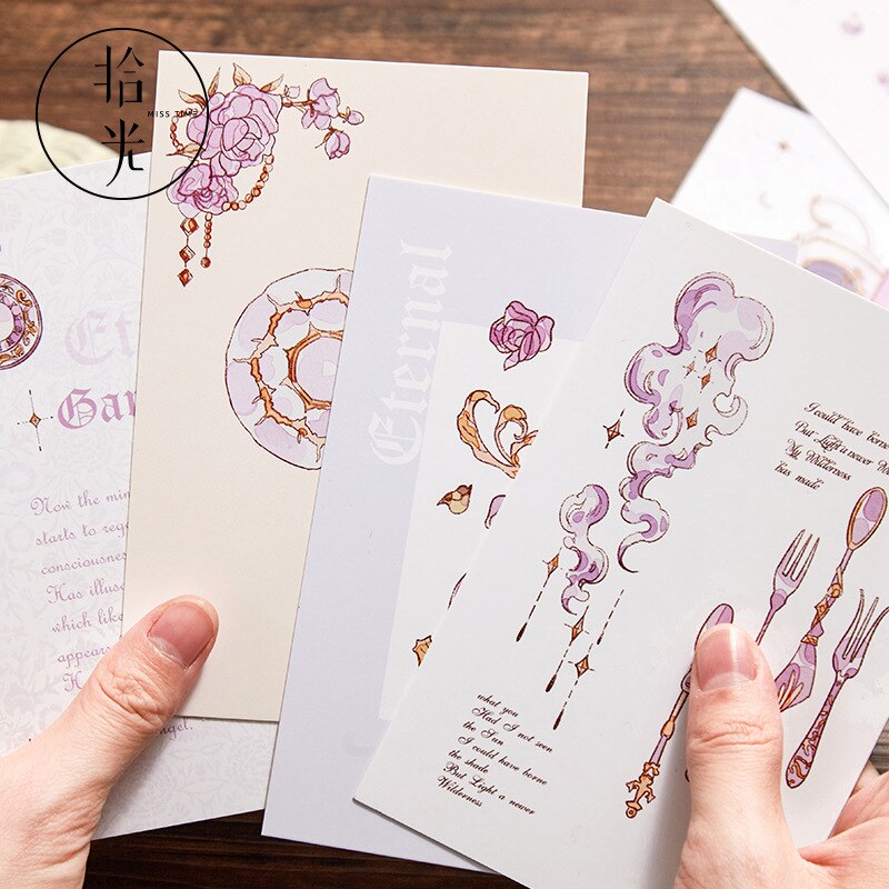 Juego de 30 unids/set de jardín eterno, Serie de bronce, postal, de cumpleaños , tarjeta de mensaje, tarjeta de felicitación de bendición