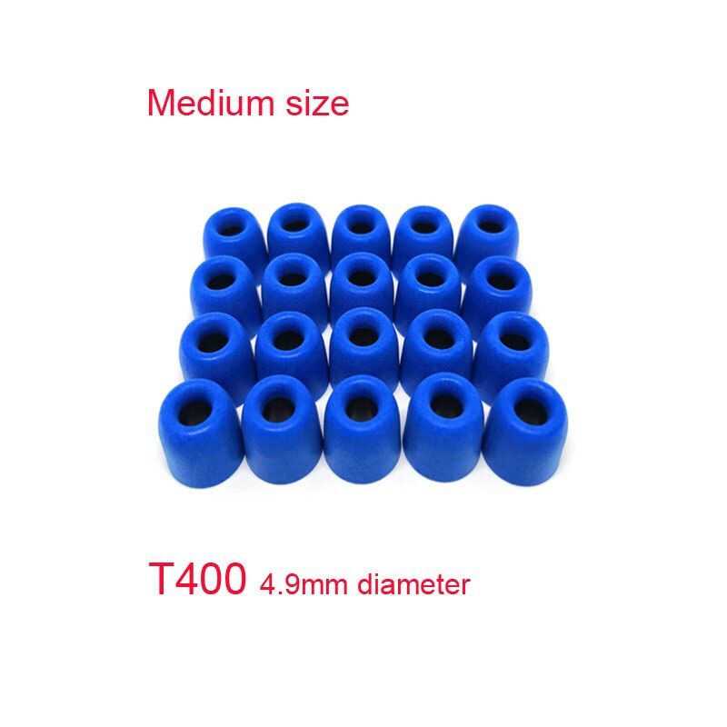 20 st /10 par anjirui  t400 4.9mm (  l ms ) caliber öronproppar bomull för öron hörlursspetsar skum minnessvamp öronkudde: T400 (  m) blå