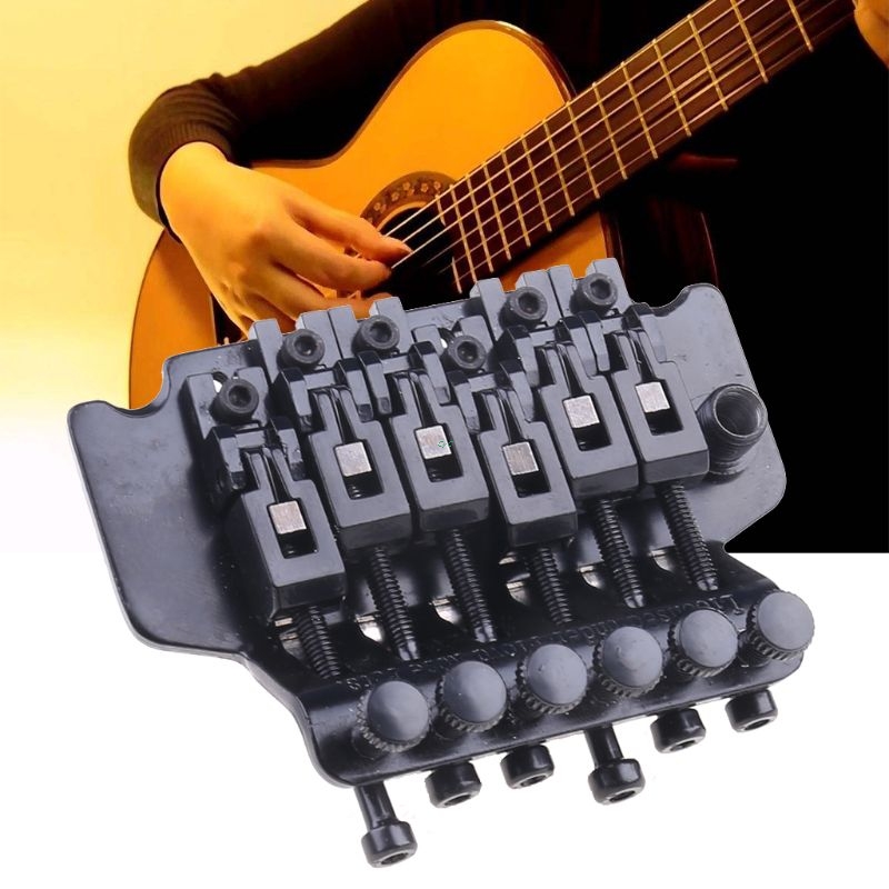 1 set svart tremolo-stall med dubbel låsningssystem, drogna elgitarrsträngar, stalldelar för floyd rose lic i