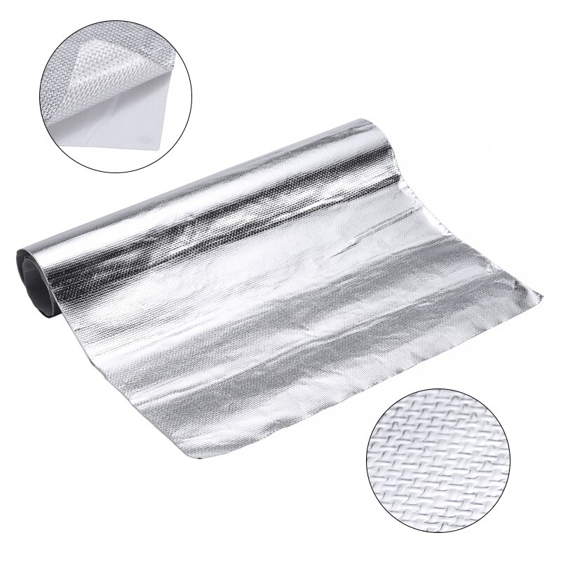 1pc 12"x24" 0.2mm Thickness Car Auto Heat Shield Barrier Heat Reflective Adhesive Backed Aluminum Fiberglass Cloth with PSA