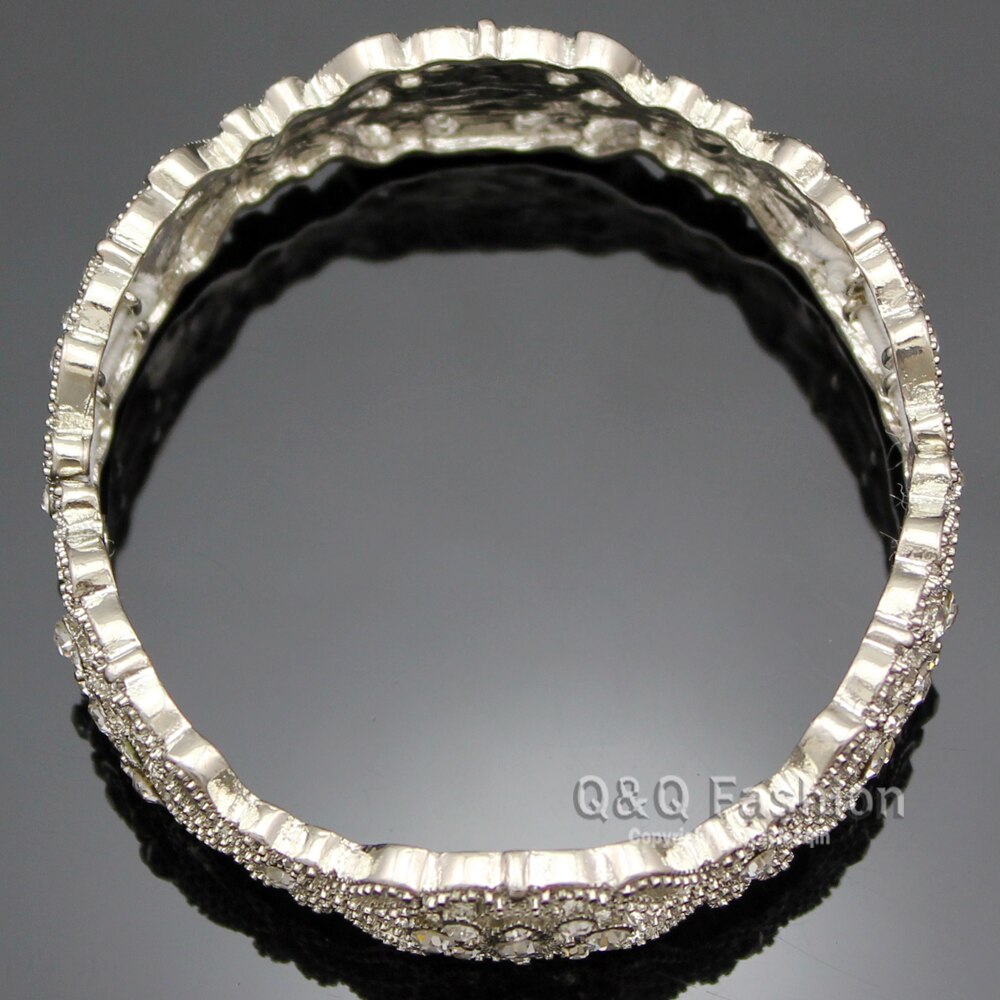 Art Deco 1920 s Great Gatsby Blume Österreich Kristall Braut Armreif Bangle Silber Gute Schmuck