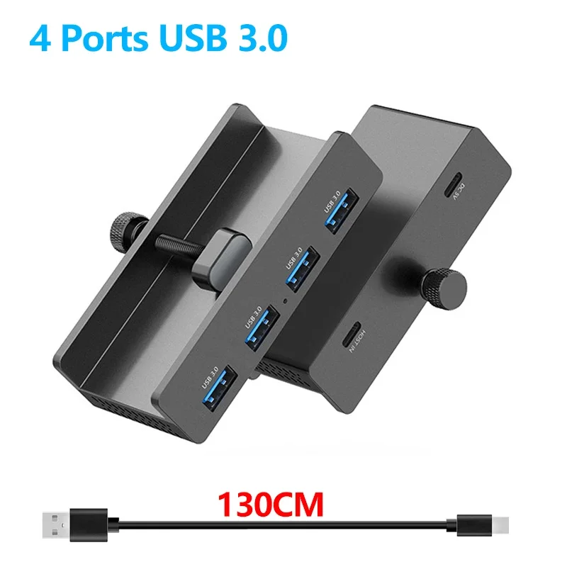 10Gbps USB HUB Clamp USB3.2/3.0/2.0 Splitter Adapter for IMac Macbook Lenovo Desktop PC Accessories Usb Extension Hub Clip: pink