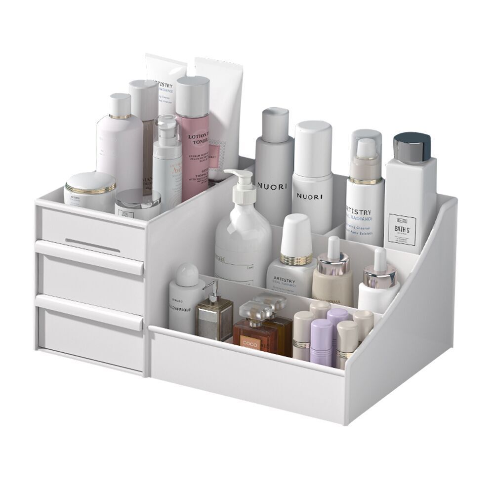 Plastic bathroom skin care products storage box brush lipstick storage box, cosmetics makeup storage box with drawer