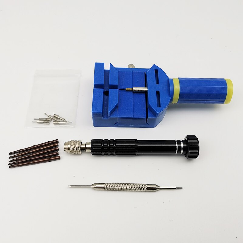 watch repair tool kit dust cover link remover opening strap movement holder hand presser spring bar adjustment hands set: Black