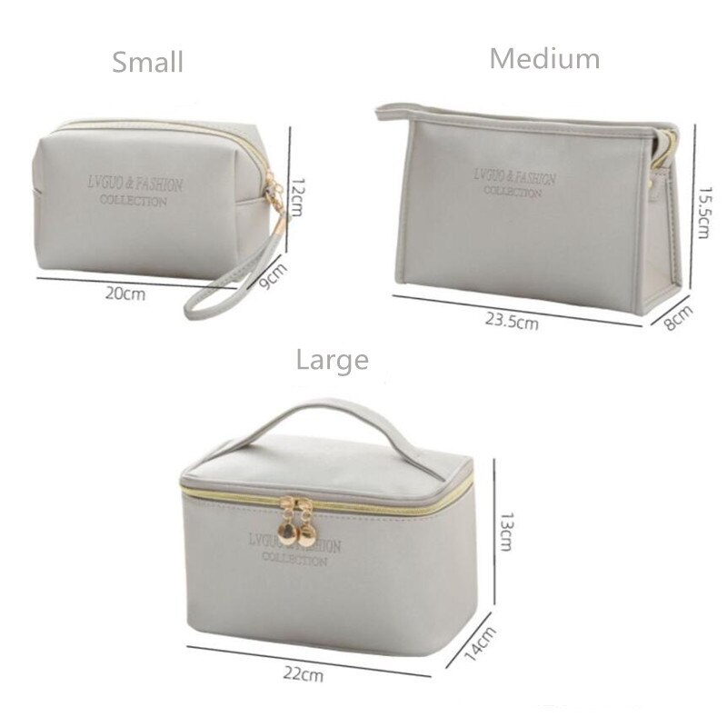 PURDORED 1 Pc Solide Rosa Kosmetik Tasche PU Leder Frauen machen-hoch Tasche Reise Wasserdichte Waschen Tasche machen-hoch Veranstalter Schönheit fallen