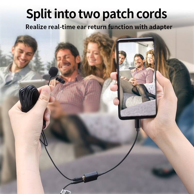 ulanzi Arimic 6M Cable Clip-on Lavalier Lapel Microphone Interview Mic Voice Recording For iPhone Android Smartphone/Tablet