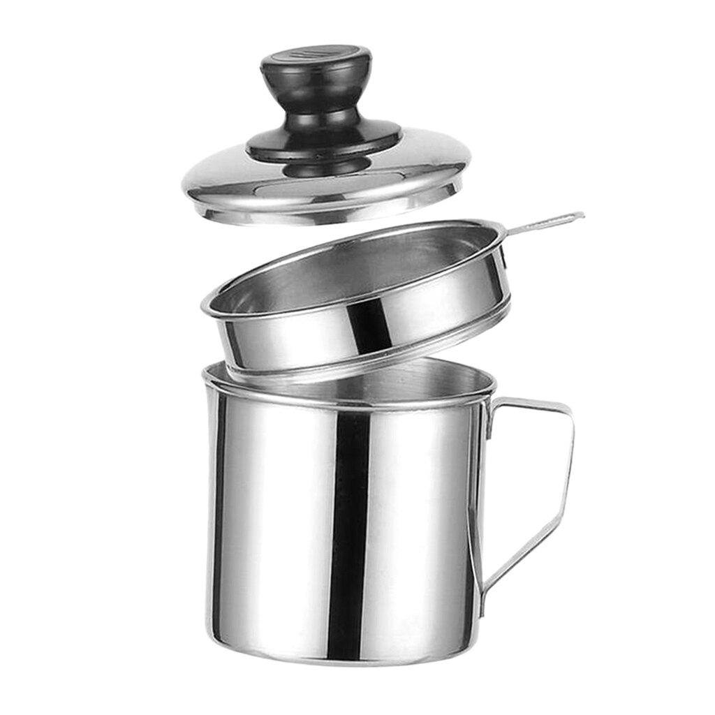 Cooking Oil Strainer Stainless Steel Cooking Grease Can for Reusing Oil