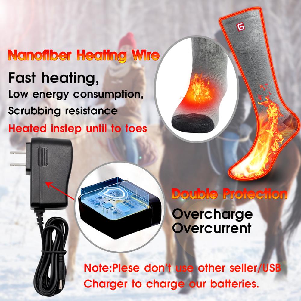 Vinter unisex opvarmede sokker med elektrisk genopladeligt batterisæt til kronisk kolde fødder termisk varm strikning bomuld sox