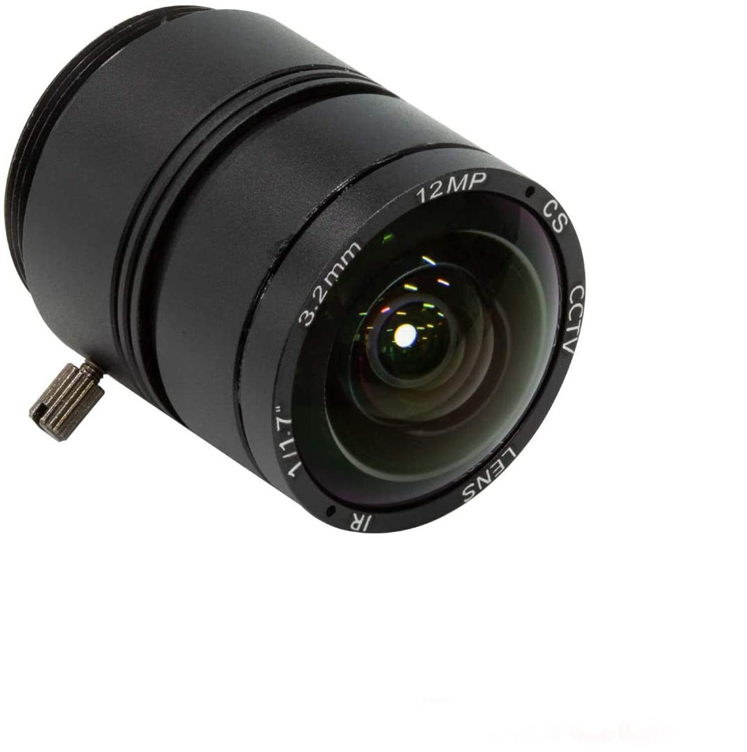 Lente do cs para a câmera do hq de raspberry pi, lente ultra larga do ângulo de 120 graus c-monte, distância focal de 3.2mm com foco manual