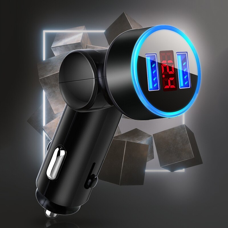 2 Usb Autolader Digitale Display Sigarettenaansteker Opladen Adapter Voertuig Verlichting Converter Micro Usb C Type C Kabel TXTB1