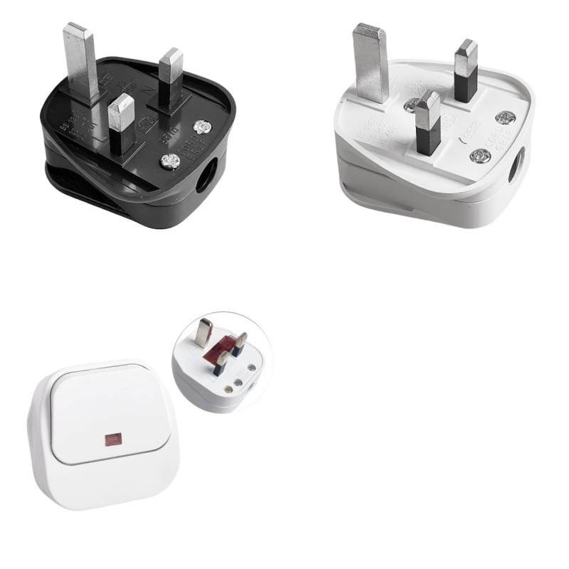 Adattatore per spina UK Prese di ricambio maschio Presa elettrica riscablabile Connettore adattatore per spina UK per cavo di prolunga di alimentazione
