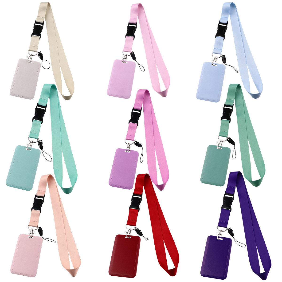 Pure Color Neck Strap ID Holders Lanyards Keychain Student Badge Holder Hang Rope Lariat Lanyard Mobile Phone Accessories