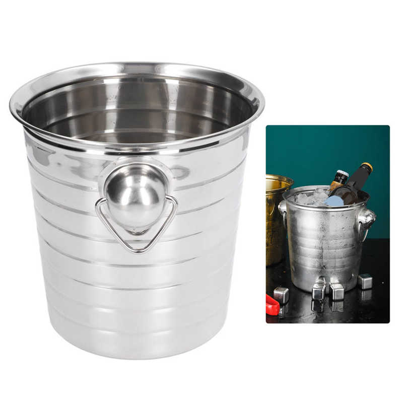 Champagne Bucket Stainless Steel Double Sided Dual Handle Retro Shape Polishing Wine Bucket for Home Bar Hotel Eco-friendly