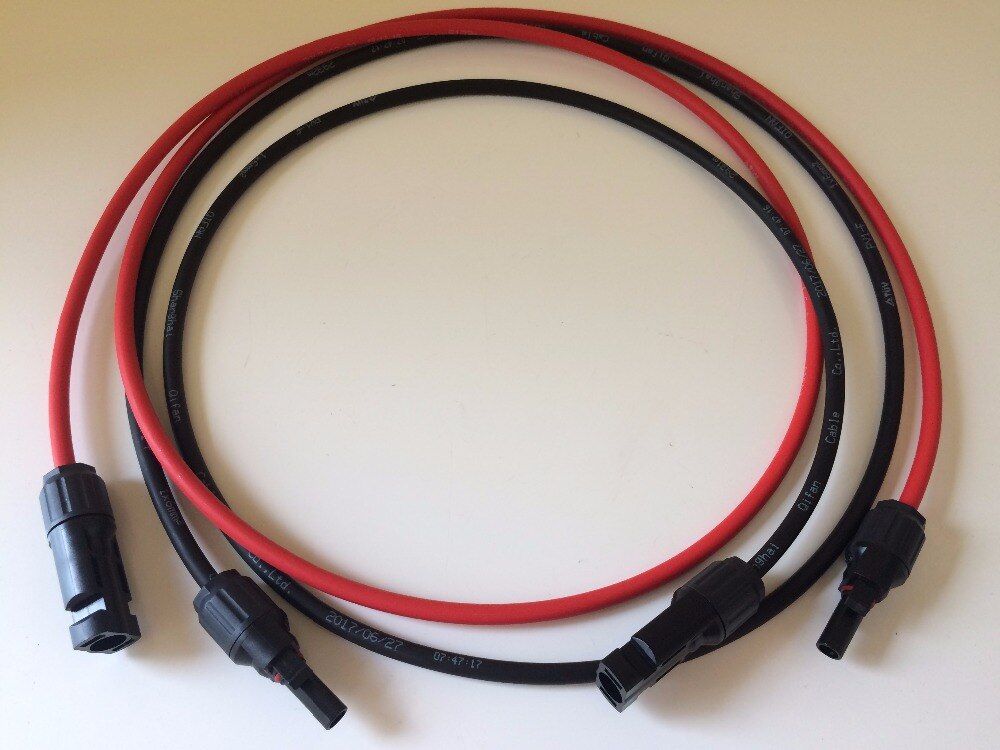 12AWG 4mm² 15m 12m 10m 8m 5m 3m 1m Black and Red Solar PV Cable Wire Copper TUV Solar Panel Extension Cable Copper Wire