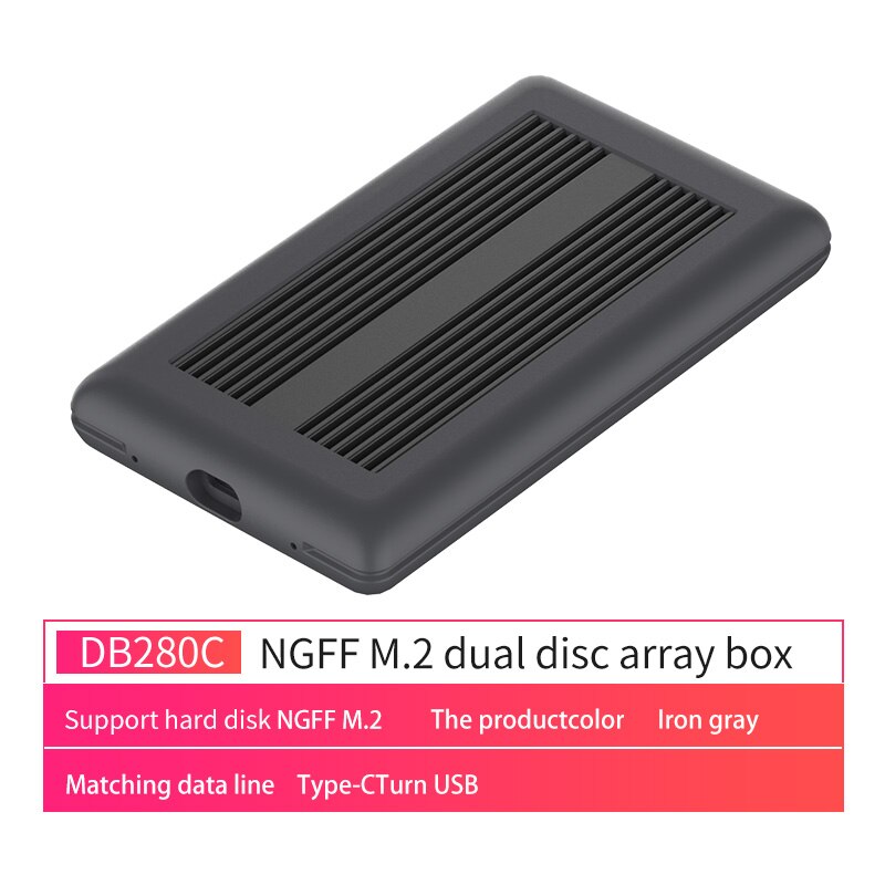 Dual Festplatte Reihe Schrank 2.5 ''Festplatte Reihe mit überfallen Funktion 4 Modi USB 3,1 Typ C Disk Reihe Kasten 2 Bucht Daten Sicherung: DB280C-A