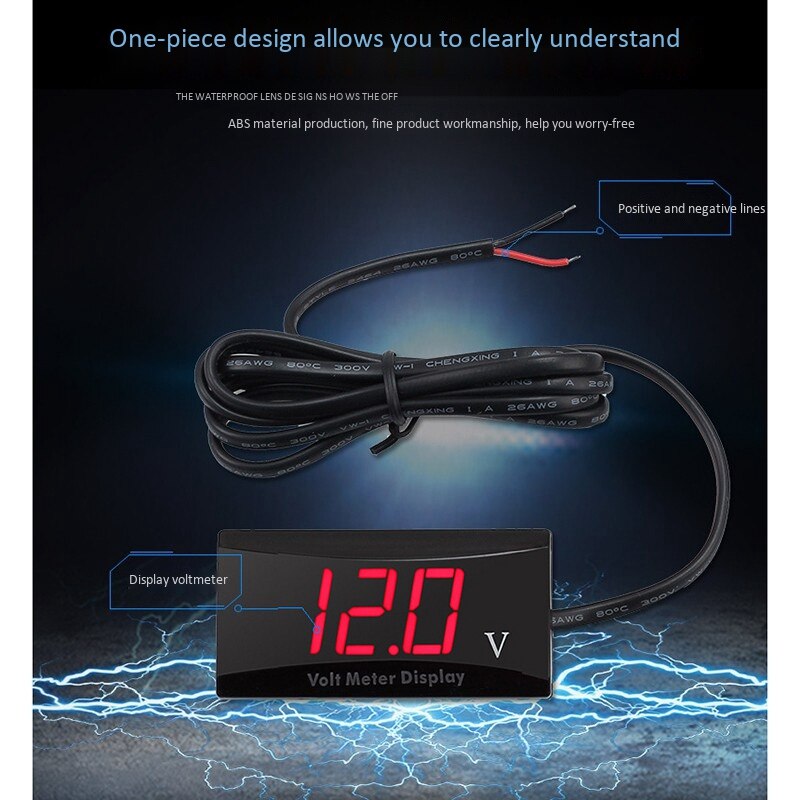 Led Waterproof Digital Display Voltmeter Multi-Function Car and Motorcycle Battery Test Voltmeter Refitted Voltmeter