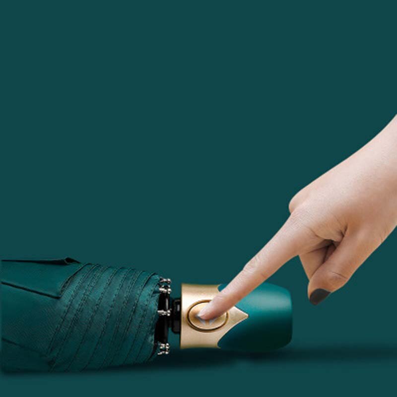 automatic folding umbrella rain ladies tri-fold umbrella windproof solid color umbrella women waterproof parasol