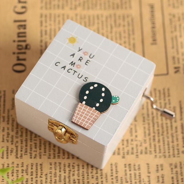 Wooden Music Case Eight Tone Box Music Box Christmas Plant Ornaments Keepsake Kids Beautiful: gray