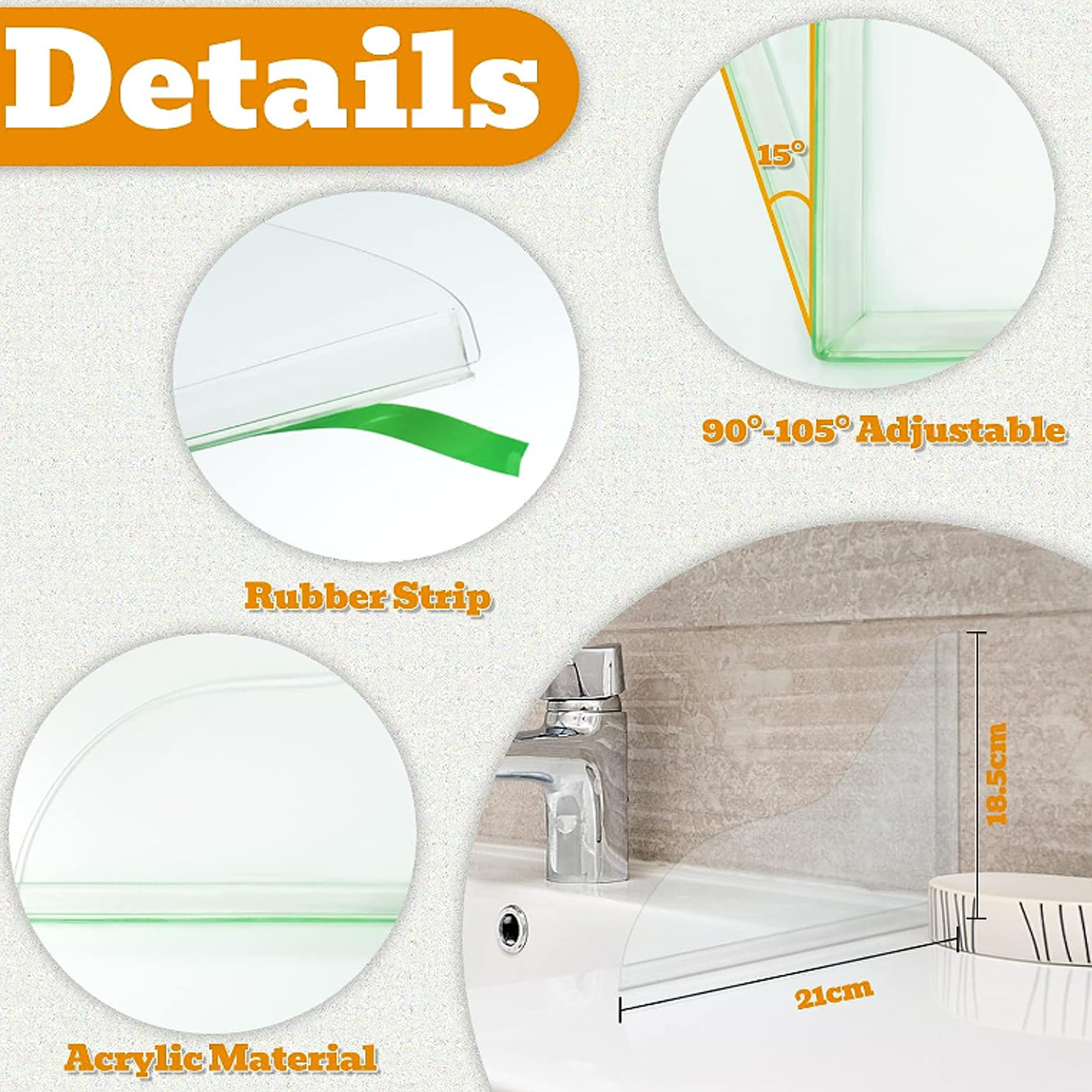 2 Stuks Wastafel Acryl Waterbeschermer Duurzaam Eenvoudig Te Reinigen Badkuip Voor Badkamer Toiletbad