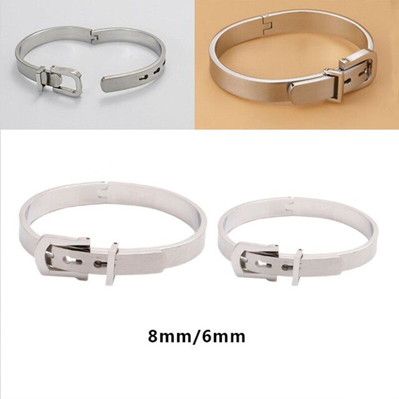 Riem Gesp Armband Femme 4 Kleuren Rvs Punk Verstelbare Manchet Armbanden Bangles Lady Sieraden