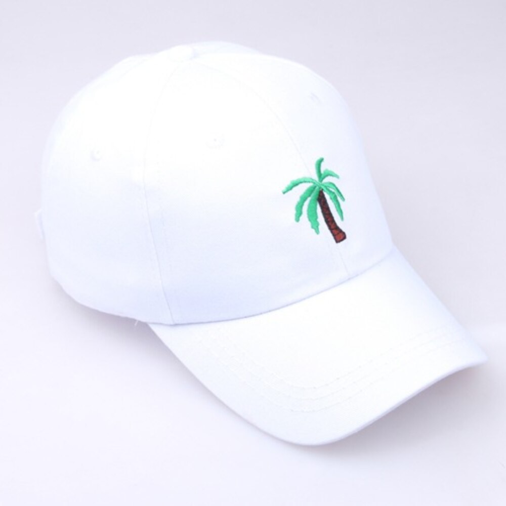 Men&#39;s Palm Tree Embroidery Kpop Baseball Cap Women Boy Coconut Tree Snapback Hip Hop Caps Outdoor Curved Black Cotton Dad Hat