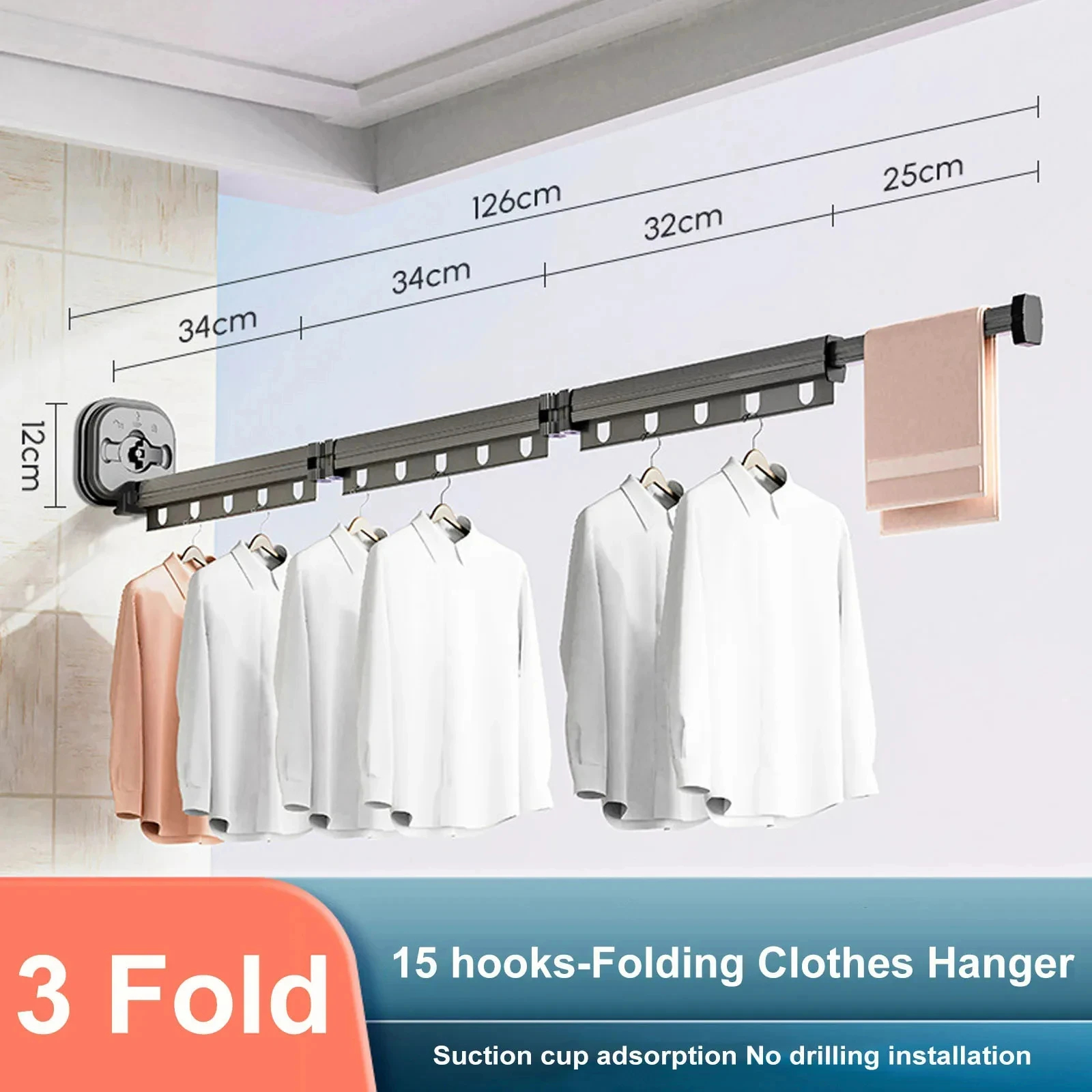 Tendedero de ropa de montaje en pared, armario retráctil plegable de alta resistencia, colgador de ropa, tendedero extensible plegable giratorio: Azul oscuro