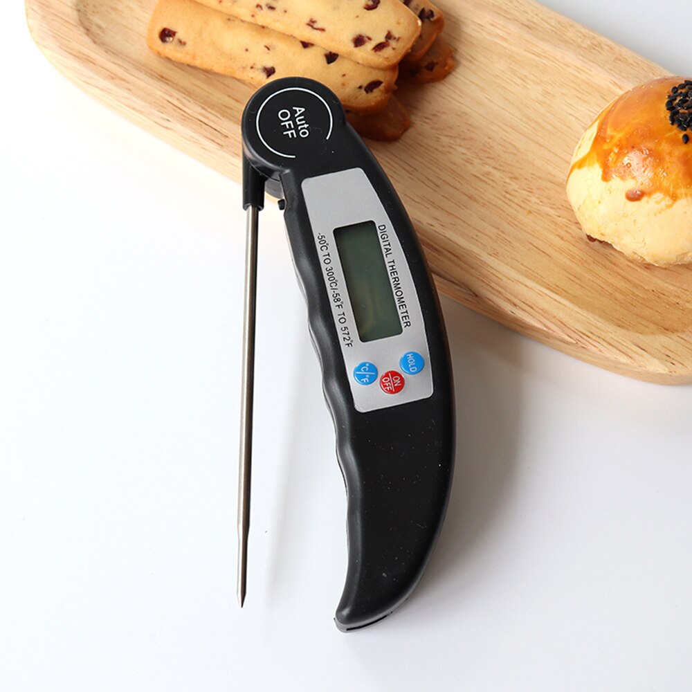 Cooking Digital Thermometer Instant Read Meat Food Probe Fast Foldable Grill BBQ Barbecue Kitchen Temperature Meter: Black