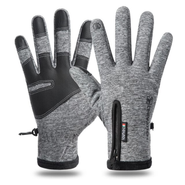 Herfst en winter warme handschoenen voor buiten, winddicht, waterdicht, touchscreen handschoenen, rits, rijden, sporthandschoenen voor mannen en vrouwen: Grijs / Xxl