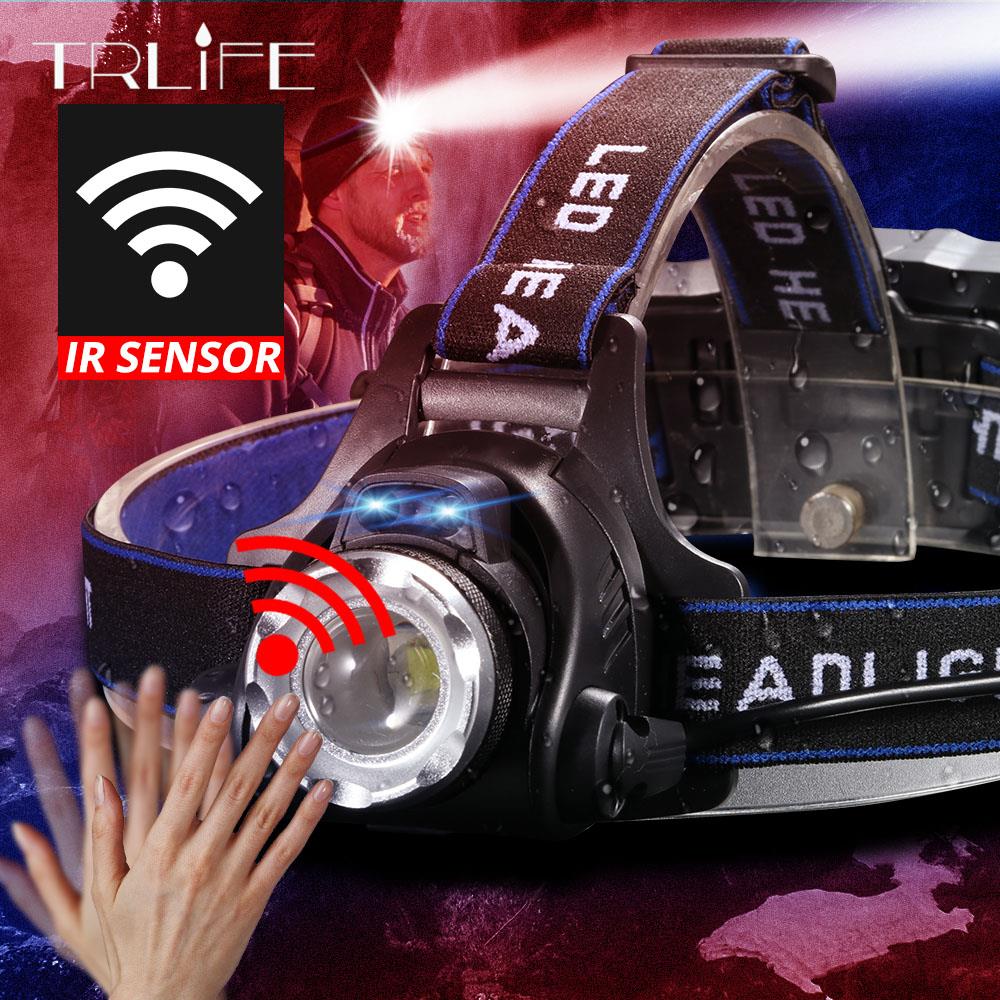 7000LM más potente Sensor IR linterna frontal T6/L2/V6 linterna USB recargable de pesca Zoom linterna impermeable