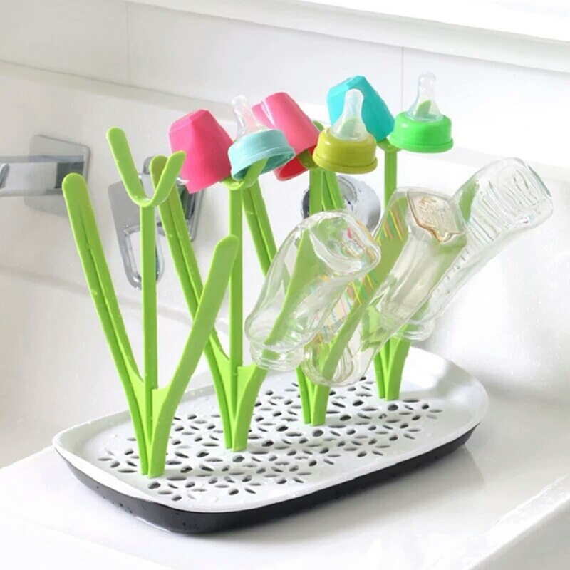 Babyflaskor torkställ babyflaskhållare rengöring torktumlare avloppsstativ trädform rack för babyflaskor avtagbara