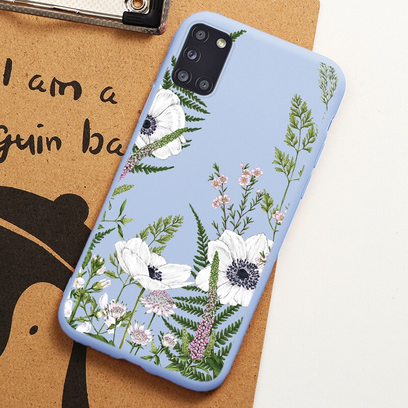 Per Samsung Galaxy A31 custodia morbida custodia protettiva in Silicone TPU Cover per Samsung A 31 a31 6.4 "Fundas Cute Cats Flower Coque Bag: Kqz95-3dabaih