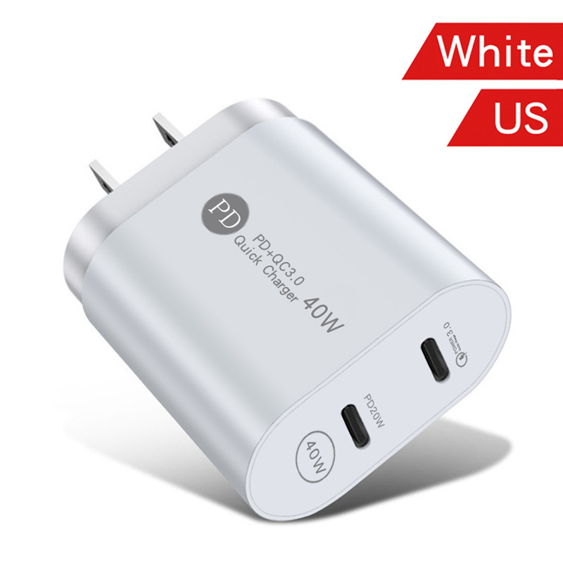 ANSEIP PD 40W QC3.0 Usb charger Type c Fast charging Wall Fast charge adapter Travel charger for iPhone 13 Xiaomi Huawei Samsung: White US Plug