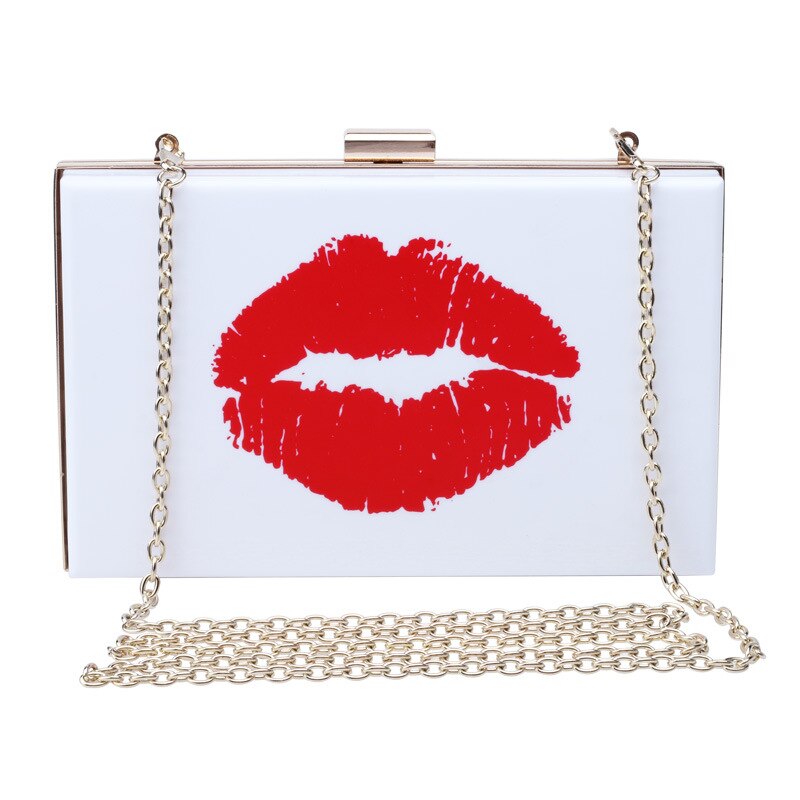 Clutch avondtas bruiloft feest speelkaartenprint dames portemonnee dinerfeest kleine lip acryl handtas: 4