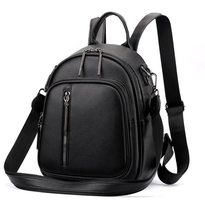 Chuwanglin Rugzak Vrouwen Pu Lederen Rugzak Vrouwen Knapzak Reizen Rugzakken Schouder Schooltassen Mochila Back Pack F501105: 2-black