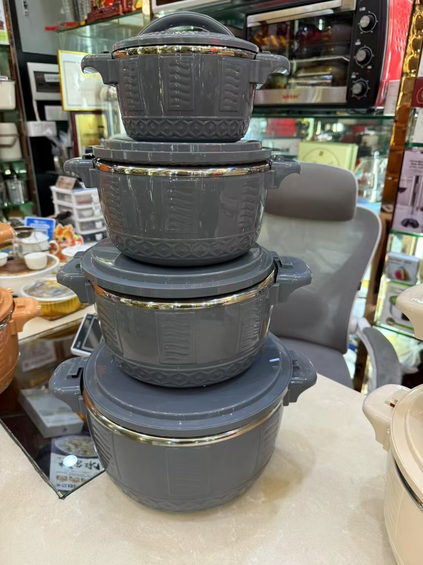 4 stücke Lebensmittel Lagerung Container Kunststoff Tupperware Bento Mittagessen Kasten Heiße Lebensmittel Thermos Lebensmittel Erhaltung Kasten Küche Zubehör: Grau