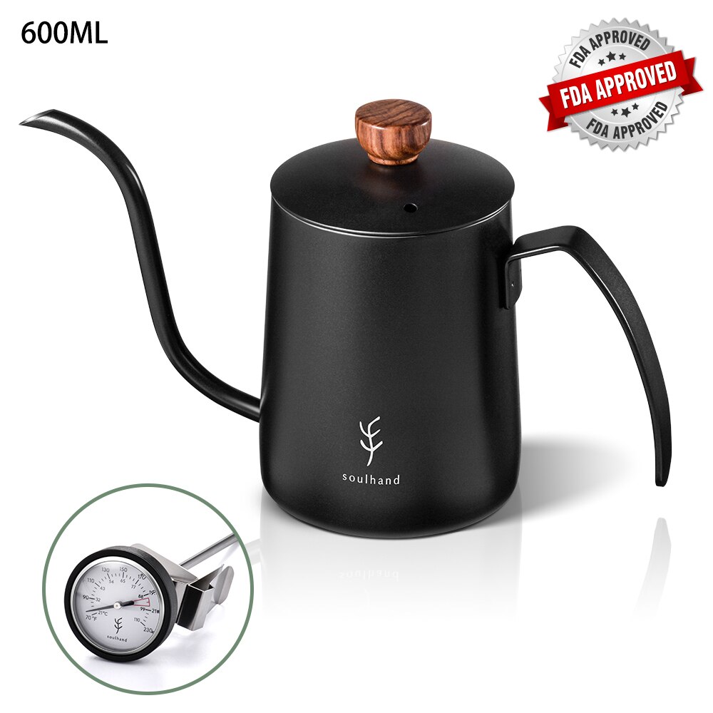 SOULHAND Glass Coffee Pot Dripper Moka Tea Maker Percolator Barista Tools Espresso Manual Kettle Teapot Pour Over Coffee Dripper: 600ml coffee pot