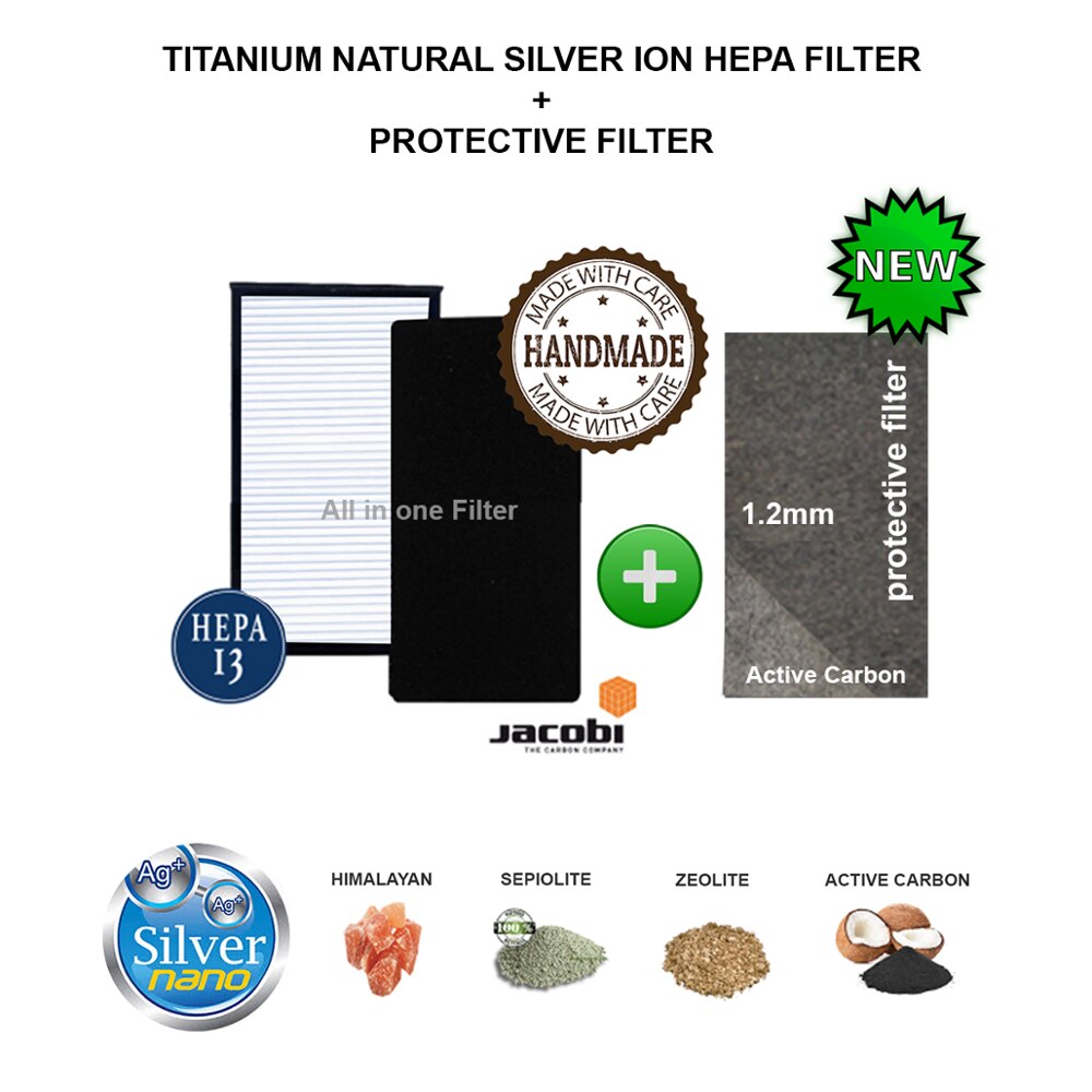 Aiibot – purificateur d'air 412x282x45mm, 55 m2, filtre et protecteur en Composite carbone, Compatible Hepa: Natural Silver Ion Filter  + Protective Filter