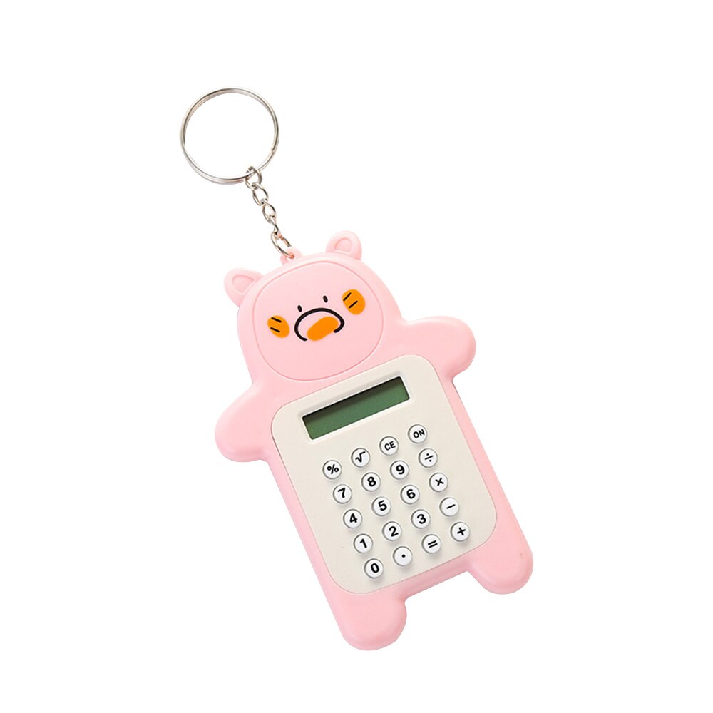 Calculadora con de dibujos animados, Mini calculadora portátil con 8 dígitos, pantalla con llavero de botón, batería, tamaño de bolsillo