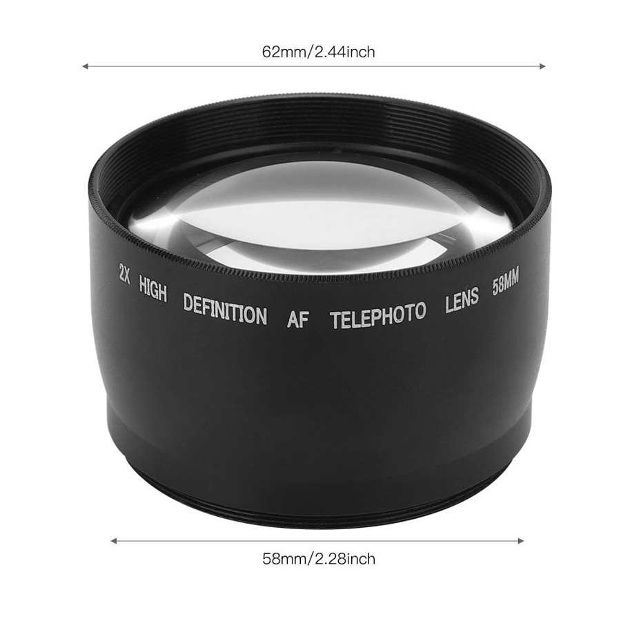 Camera Magnifying Lens 58MM 2X Aluminum Magnification Lens for All 58mm Diameter Camera Lenses