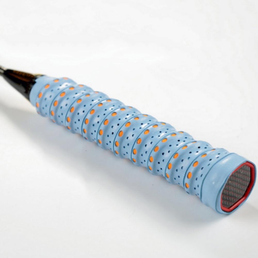 11 farver anti slip ketcher over greb roll tennis badminton squash håndtag tape badminton ketcher svedbånd: Lyseblå