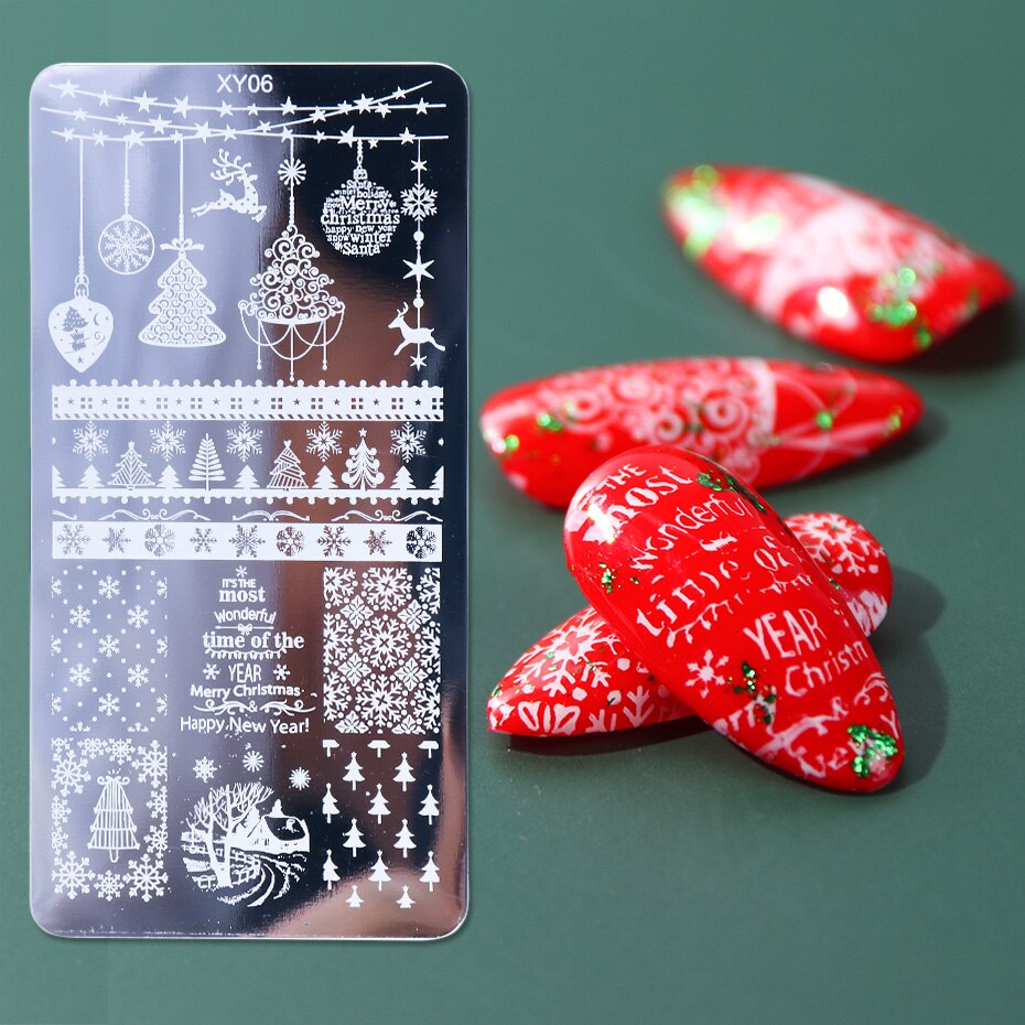 1 Uds. De placas de estampación de uñas, sellos de flores de Navidad, Animal Nail Art, estampado de imágenes, plantilla de Manicura, , plantilla para impresión JIXY01-08