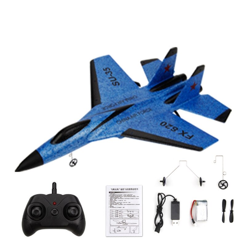Flexible R/C Aircraft EPP Foam RC Realistic SU35 Fighter for Elementary Aeromodelling Long-Endurance Kids Favor: Blue